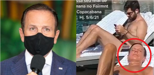 João Doria é flagrado sem máscara tomando sol em hotel de luxo no Rio de Janeiro