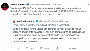 Coordenador do MBL, Renan Santos ataca Janaína Paschoal com ofensa. Foto: reprodução/print/Twitter