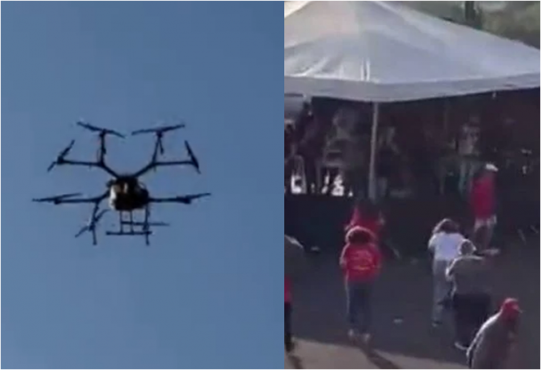 Vídeo: drone lança fezes e urina sobre petistas que aguardam Lula e Kalil em evento