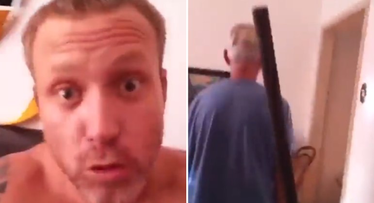 Vídeo: sob efeito de drogas, ex-ator de Malhação ameaça matar o pai com um bastão