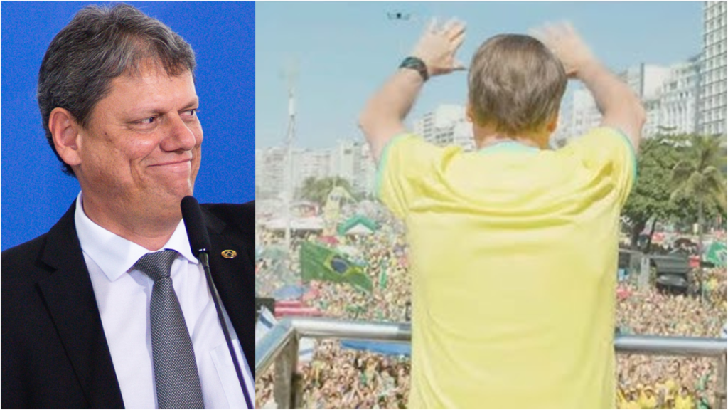 VÍDEO: Tarcísio exalta ato em Copacabana e elogia Bolsonaro: "Cada dia mais forte"