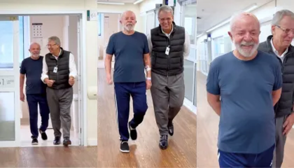 Em meio a rumores, Lula finalmente posta vídeo em hospital, caminhando e conversando